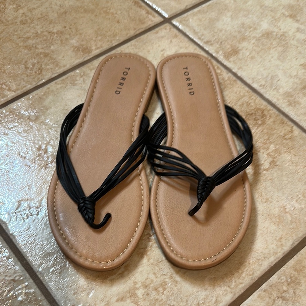 Torrid Black and Tan Sandals with Minimalist Design